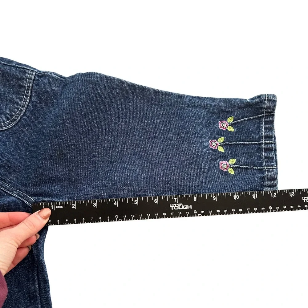 Disney Tinker Bell Girls VTG Y2K Embroidered Floral Denim Jeans Dark Wash Fairy
